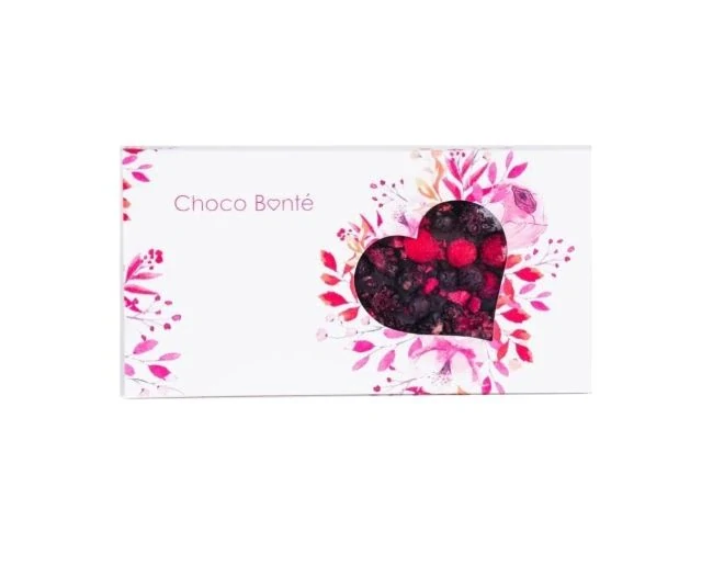 Horká Čokoláda SRDCE s Lyo ovocím 85g Choco Bonté
