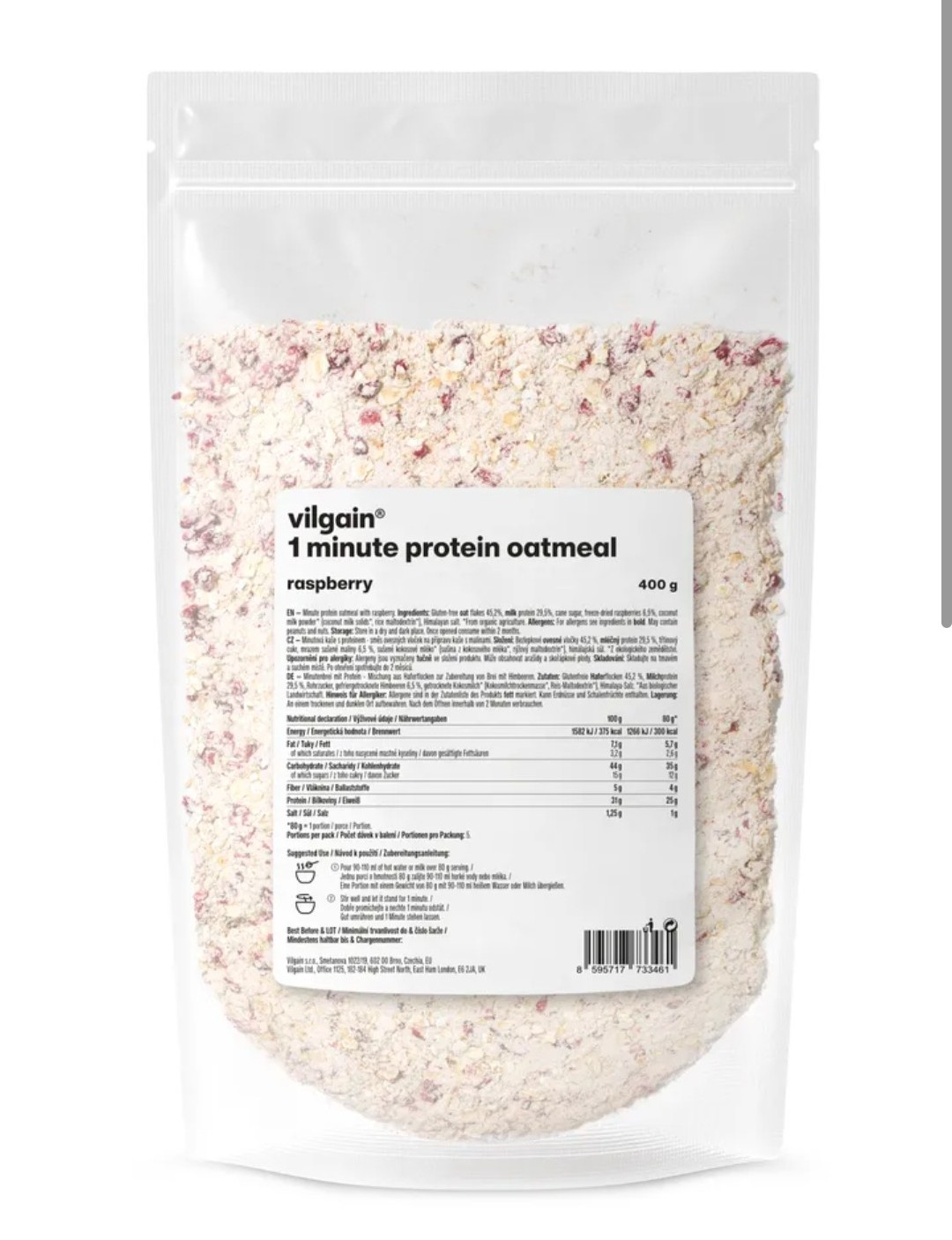 Proteínová Ovsená Kaša - Malina 400g Vilgain