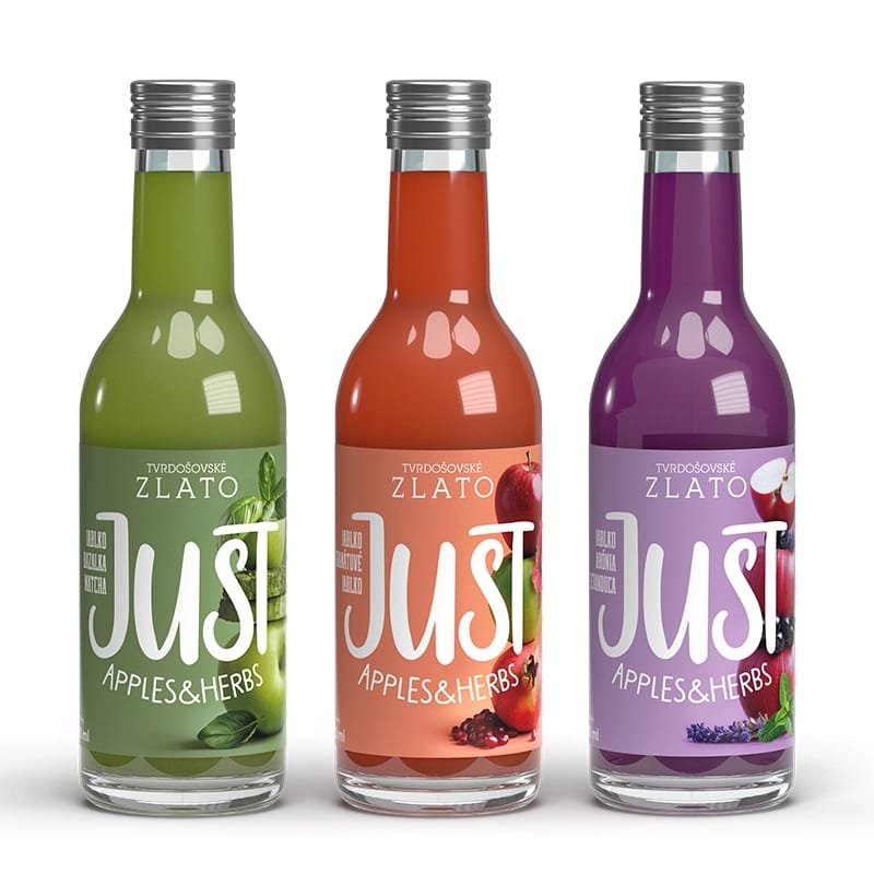JUST šťava- Jablko, bazalka, matcha a citrónová tráva 250ml