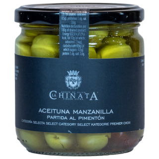 Olivy Manzanilla Nakrojené s Paprikou La Chinata 370g/200g netto
